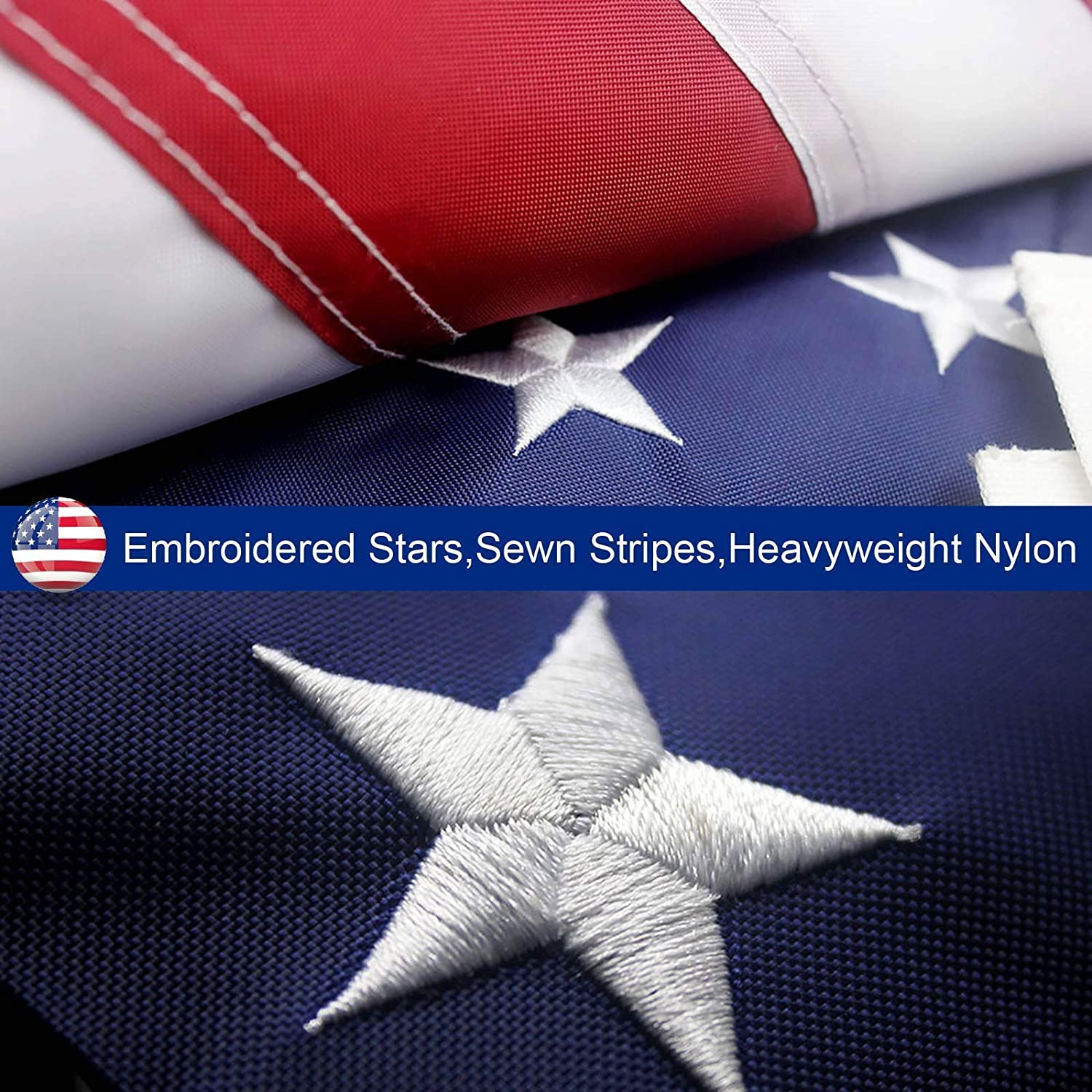 American Flag Outdoor Heavy Duty Embroidered Stars USA Flag - Image 6