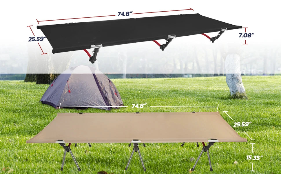 Outdoor Camping Cot Folding Single Person Bed Portable Foldable Sleeping Pad Hiking Backpacking Picnic Camping Cot Bed Mat 야전침대 - Image 2