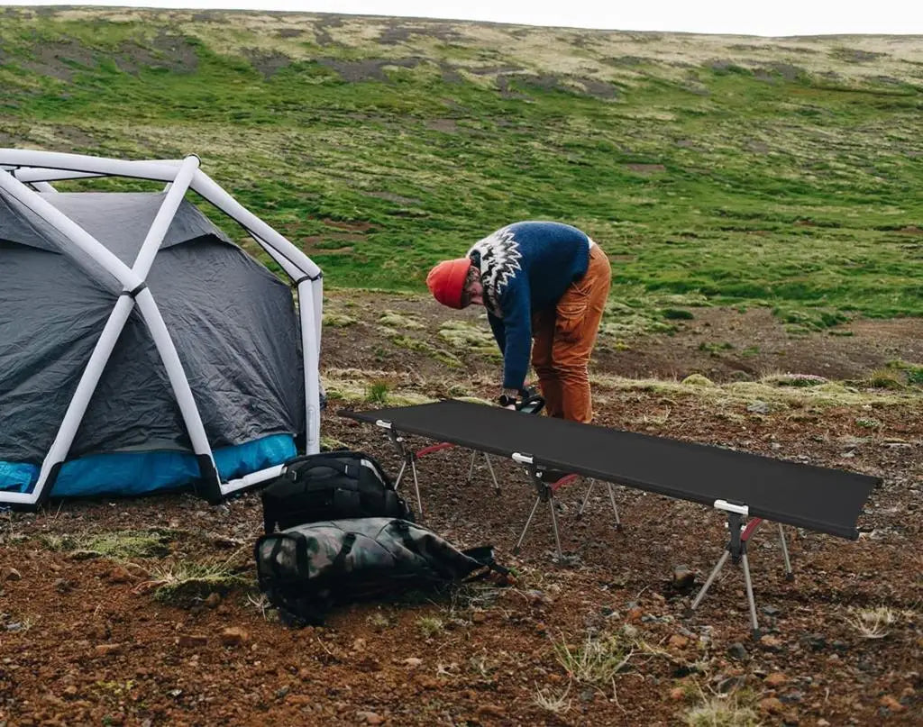 Outdoor Camping Cot Folding Single Person Bed Portable Foldable Sleeping Pad Hiking Backpacking Picnic Camping Cot Bed Mat 야전침대 - Image 4