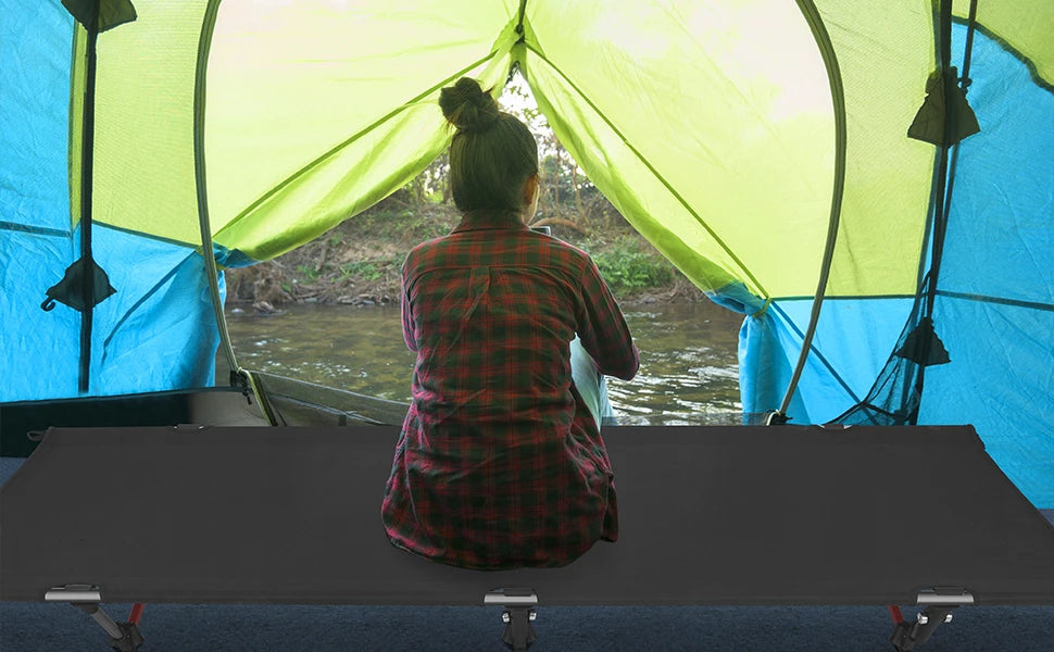 Outdoor Camping Cot Folding Single Person Bed Portable Foldable Sleeping Pad Hiking Backpacking Picnic Camping Cot Bed Mat 야전침대 - Image 5